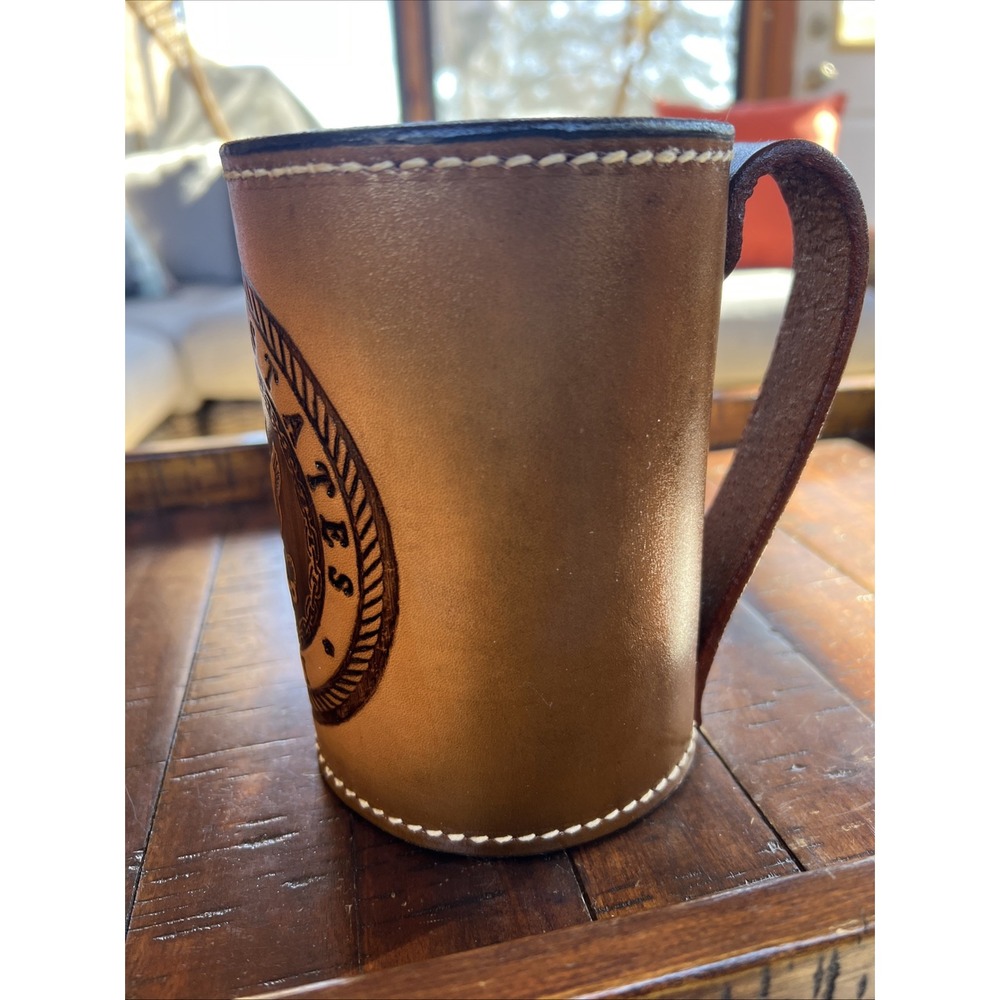 United States Navy Leather Mug‎ by Elandah Leather - Picture 2 of 10